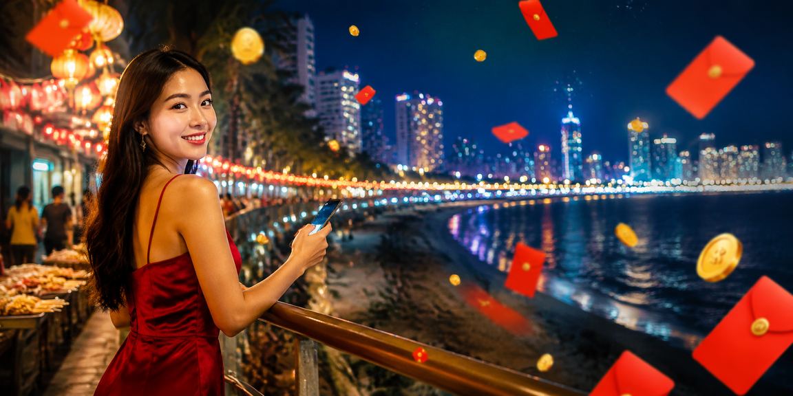 Không khí lễ hội thưởng đêm tại chợ đêm Nha Trang – biểu tượng phong bì đỏ may mắn